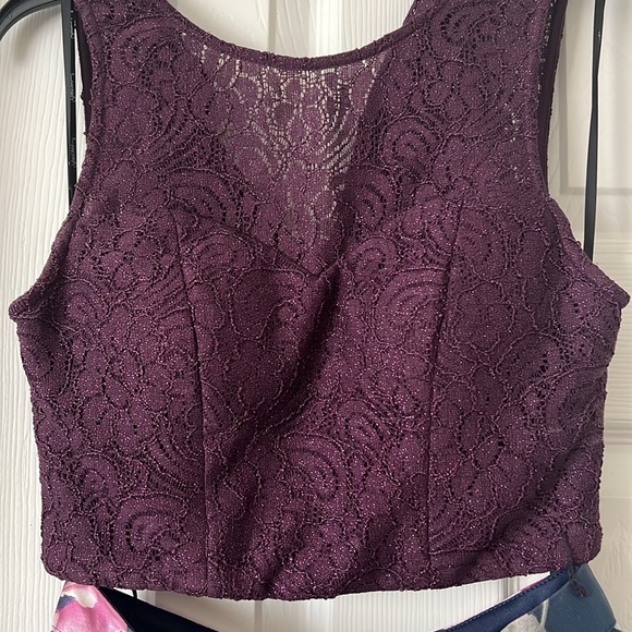 Purple Two Piece Formal Homecoming dress - Picture 2 of 3